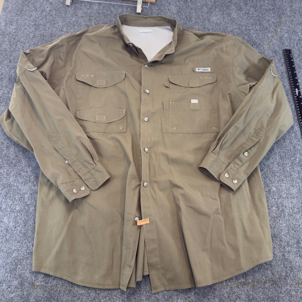 Columbia PFG Bahama II Fishing Shirt Long Sleeve Olive Green Size 3XT/3TL